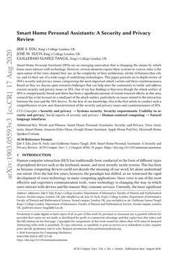 Smart Home Personal Assistants: A Security and Privacy Review