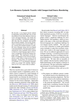 Low-Resource Syntactic Transfer with Unsupervised Source Reordering