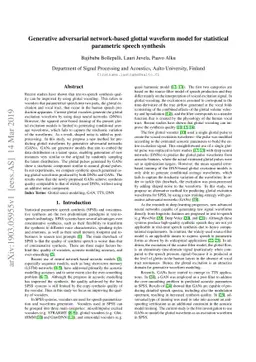 Generative adversarial network-based glottal waveform model for
  statistical parametric speech synthesis