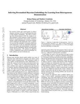 Inferring Personalized Bayesian Embeddings for Learning from
  Heterogeneous Demonstration