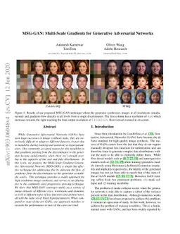 MSG-GAN: Multi-Scale Gradients for Generative Adversarial Networks