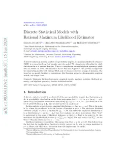 Discrete Statistical Models with Rational Maximum Likelihood Estimator
