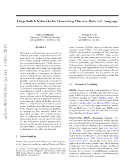 Deep Switch Networks for Generating Discrete Data and Language