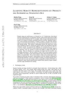 Learning Robust Representations by Projecting Superficial Statistics Out