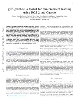 gym-gazebo2, a toolkit for reinforcement learning using ROS 2 and Gazebo