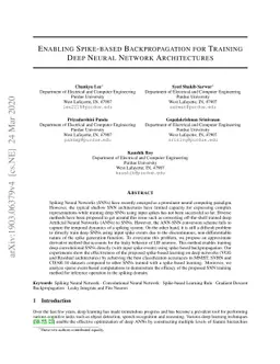 Enabling Spike-based Backpropagation for Training Deep Neural Network
  Architectures