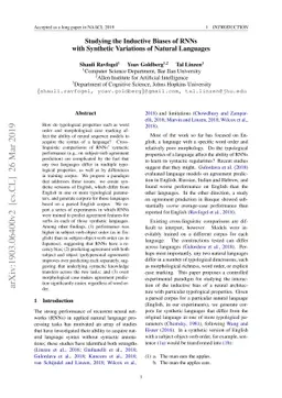 Studying the Inductive Biases of RNNs with Synthetic Variations of
  Natural Languages