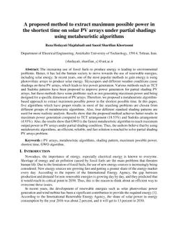A proposed method to extract maximum possible power in the shortest time
  on solar PV arrays under partial shadings using metaheuristic algorithms
