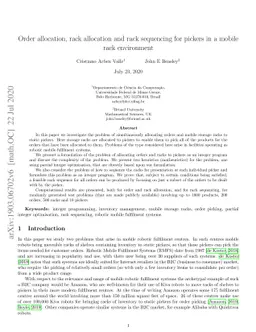 Order allocation, rack allocation and rack sequencing for pickers in a
  mobile rack environment