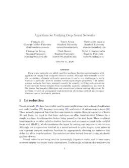 Algorithms for Verifying Deep Neural Networks
