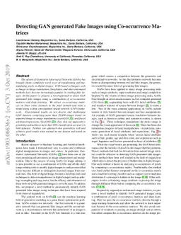 Detecting GAN generated Fake Images using Co-occurrence Matrices