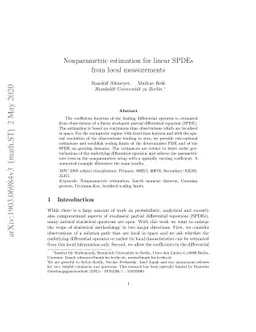 Nonparametric estimation for linear SPDEs from local measurements
