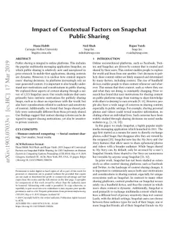 Impact of Contextual Factors on Snapchat Public Sharing