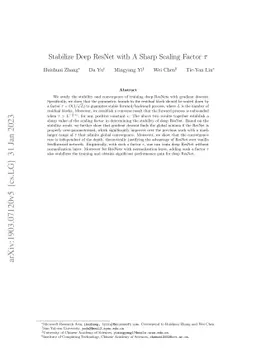 Stabilize Deep ResNet with A Sharp Scaling Factor $τ$