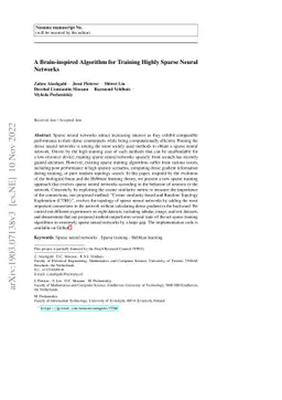 A Brain-inspired Algorithm for Training Highly Sparse Neural Networks