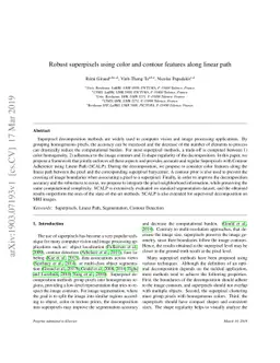 Robust superpixels using color and contour features along linear path