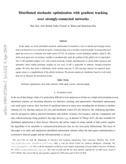 Distributed stochastic optimization with gradient tracking over
  strongly-connected networks