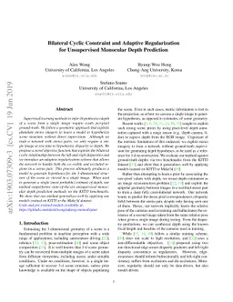 Bilateral Cyclic Constraint and Adaptive Regularization for Unsupervised
  Monocular Depth Prediction