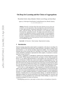 On Deep Set Learning and the Choice of Aggregations