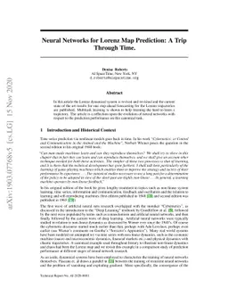 Neural Networks for Lorenz Map Prediction: A Trip Through Time