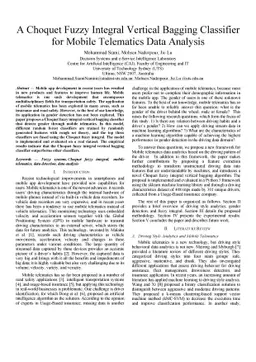 A Choquet Fuzzy Integral Vertical Bagging Classifier for Mobile
  Telematics Data Analysis