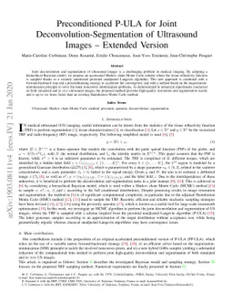Preconditioned P-ULA for Joint Deconvolution-Segmentation of Ultrasound
  Images -- Extended Version