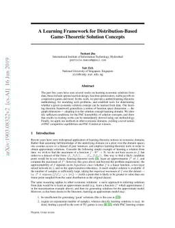 A Learning Framework for Distribution-Based Game-Theoretic Solution
  Concepts