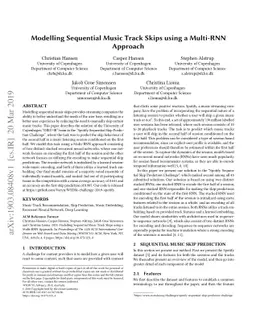 Modelling Sequential Music Track Skips using a Multi-RNN Approach