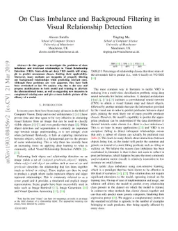 On Class Imbalance and Background Filtering in Visual Relationship
  Detection