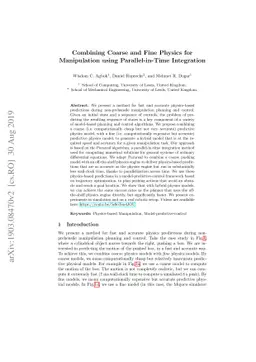 Combining Coarse and Fine Physics for Manipulation using
  Parallel-in-Time Integration