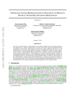 Topology-based Representative Datasets to Reduce Neural Network Training
  Resources