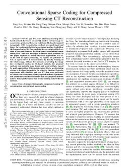 Convolutional Sparse Coding for Compressed Sensing CT Reconstruction