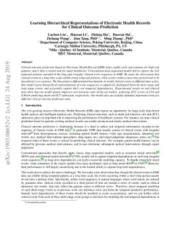 Learning Hierarchical Representations of Electronic Health Records for
  Clinical Outcome Prediction