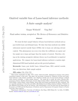 Omitted variable bias of Lasso-based inference methods: A finite sample
  analysis
