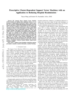Prescriptive Cluster-Dependent Support Vector Machines with an
  Application to Reducing Hospital Readmissions