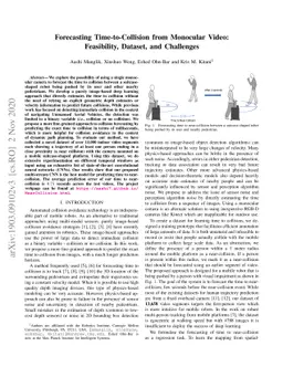 Forecasting Time-to-Collision from Monocular Video: Feasibility,
  Dataset, and Challenges