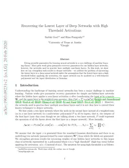 Recovering the Lowest Layer of Deep Networks with High Threshold
  Activations