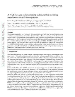 A WCET-aware cache coloring technique for reducing interference in
  real-time systems