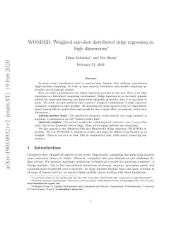 WONDER: Weighted one-shot distributed ridge regression in high
  dimensions