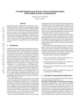 A Double-Edged Sword: Security Threats and Opportunities in One-Sided
  Network Communication