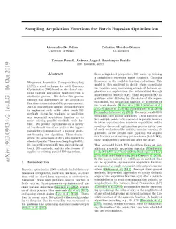 Sampling Acquisition Functions for Batch Bayesian Optimization