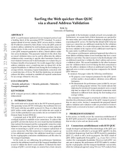 Surfing the Web quicker than QUIC via a shared Address Validation