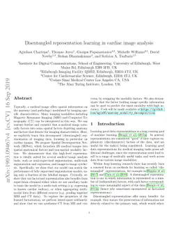Disentangled Representation Learning in Cardiac Image Analysis