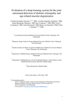Evaluation of a deep learning system for the joint automated detection
  of diabetic retinopathy and age-related macular degeneration