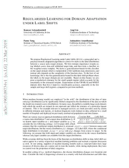 Regularized Learning for Domain Adaptation under Label Shifts