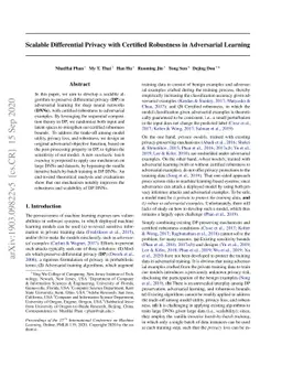 Scalable Differential Privacy with Certified Robustness in Adversarial
  Learning