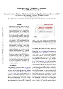 Competence-based Curriculum Learning for Neural Machine Translation