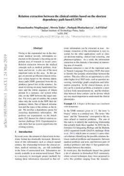 Relation extraction between the clinical entities based on the shortest
  dependency path based LSTM