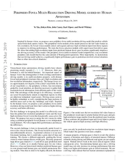 Periphery-Fovea Multi-Resolution Driving Model guided by Human Attention