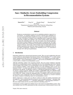 Saec: Similarity-Aware Embedding Compression in Recommendation Systems